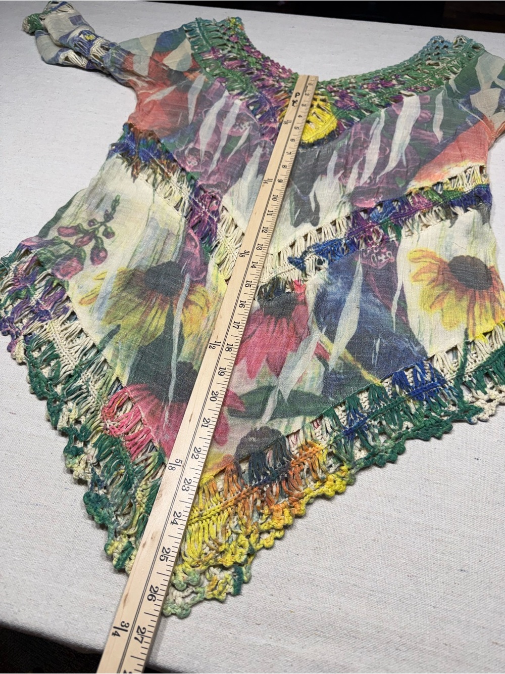 ADORE Multicolor Semi-Sheer Crochet Pullover Top - Size Large - Picture 8 of 15